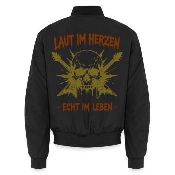 Laut im Herzen – Echt im Leben - Unisex Bomberjacke - Schwarz - Hinten - AI Model Male 185 light (185cm)