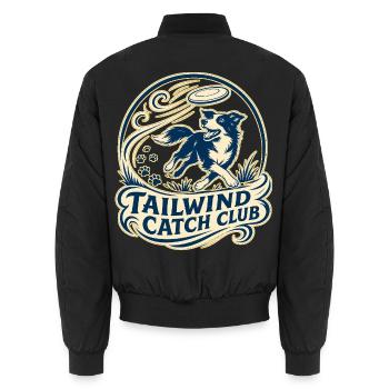 TAILWIND CATCH CLUB Dog - Unisex Bomber Jacket - black - Back - AI Model Male 185 light (185cm)