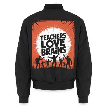 Lehrer lieben Brains Funny Halloween Teaching Gift - Unisex Bomberjacke - Schwarz - Hinten - AI Model Male 185 light (185cm)