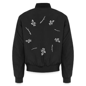 Dornenzweig & Beerenzweig - Botanische Kunst - Unisex Bomberjacke - Schwarz - Hinten - AI Model Male 185 light (185cm)