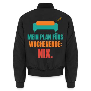 Mein Plan fürs Wochenende: Nix. - Unisex Bomberjacke - Schwarz - Hinten - AI Model Male 185 light (185cm)