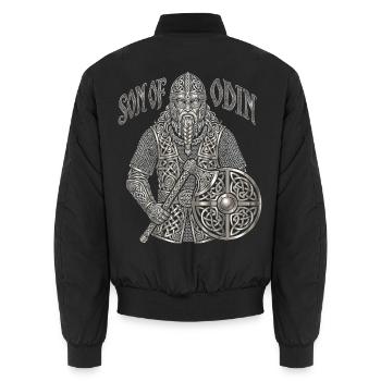 Son of Odin, Viking Krieger Knotenmuster Walhalla - Unisex Bomberjacke - Schwarz - Hinten - AI Model Male 185 light (185cm)