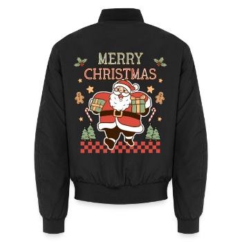 Merry Christmas Weihnachtsmann Retro Geschenk - Unisex Bomberjacke - Schwarz - Hinten - AI Model Male 185 light (185cm)