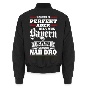 KOANER IS PERFEKT ABER MIA AUS BAYERN SAN VERDAMMT - Unisex Bomberjacke - Schwarz - Hinten - AI Model Male 185 light (185cm)