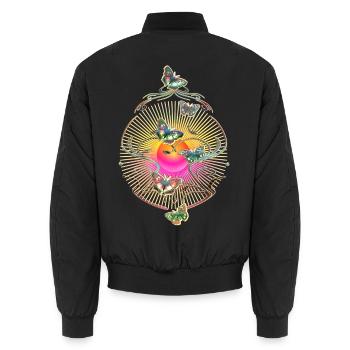 Papillons fleurit vrilles motif solaire - Bomber unisexe - noir - Dos - AI Model Male 185 light (185cm)