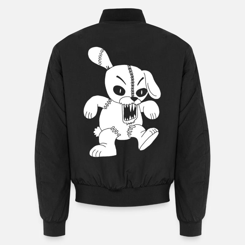 Monströses weißes Kaninchen - Unisex Bomberjacke - Schwarz