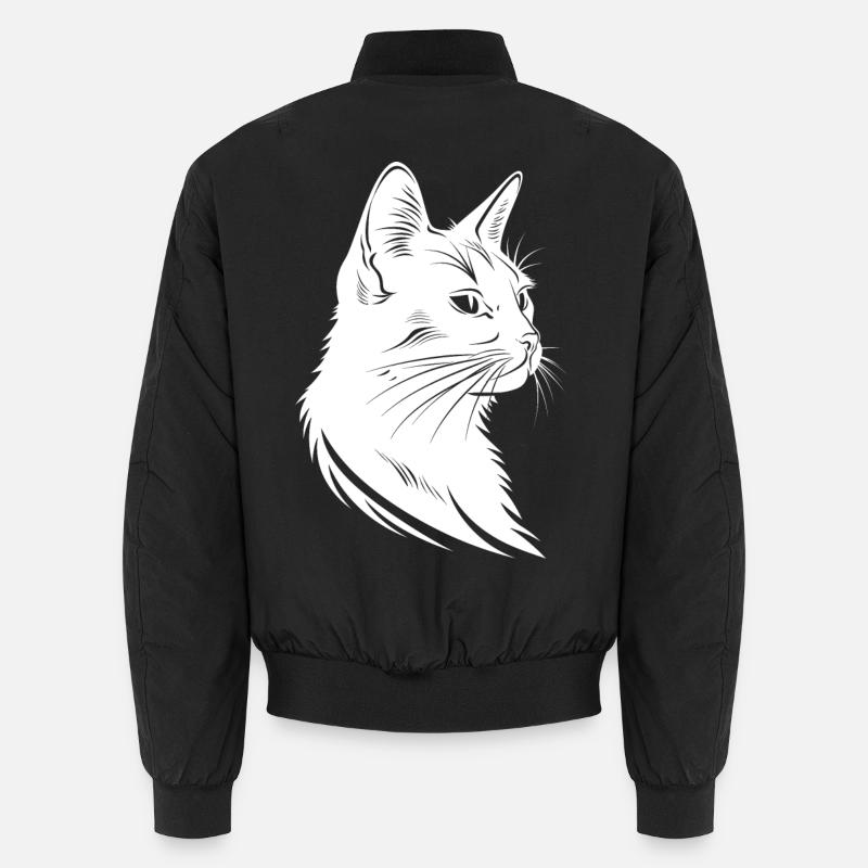Cat Sketch - Unisex Bomber Jacket - black