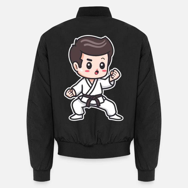 Karate Junge Zeichnung - Unisex Bomberjacke - Schwarz