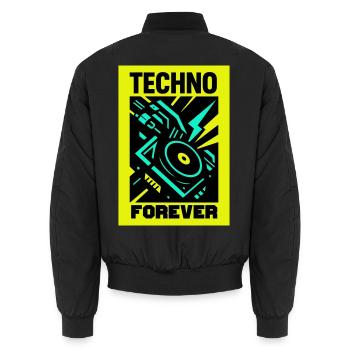 Techno pour toujours - Bomber unisexe - noir - Dos - AI Model Male 185 light (185cm)