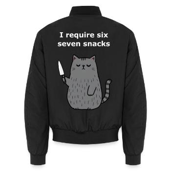 6-7 Mème Internet 6 7 Snack Cat - Bomber unisexe - noir - Dos - AI Model Male 185 light (185cm)