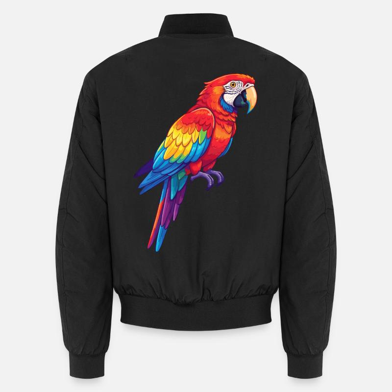 Bunte Papagei-Regenbogen-Pop-Art-Aquarell - Unisex Bomberjacke - Schwarz