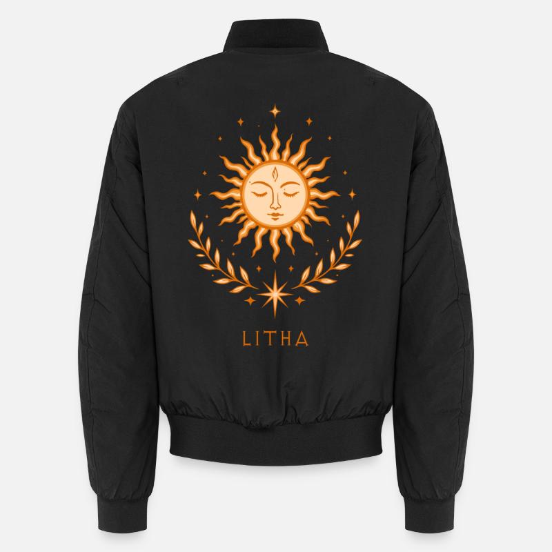 Litha Sun – Spiritual Boho Motif Unisex Bomber Jacket