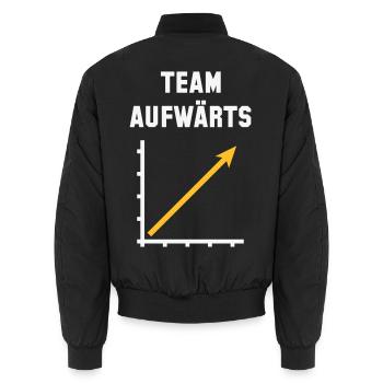 Team Aufwärts (Erfolg / Fortschritt / NEG Gold 2C) - Unisex Bomberjacke - Schwarz - Hinten - AI Model Male 185 light (185cm)