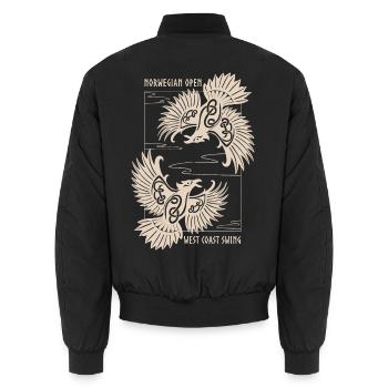 Norwegian Open WCS 2025 merch_beige - Unisex Bomberjacke - Schwarz - Hinten - AI Model Male 185 light (185cm)