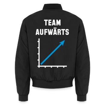 Team Aufwärts (Erfolg / Fortschritt / NEG Blue 2C) - Unisex Bomberjacke - Schwarz - Hinten - AI Model Male 185 light (185cm)