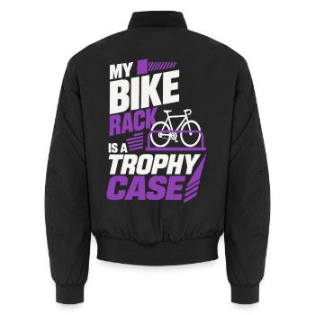 My Bike Rack Is a Trophy Case – Fahrrad Humor - Unisex Bomberjacke - Schwarz - Hinten - AI Model Male 185 light (185cm)