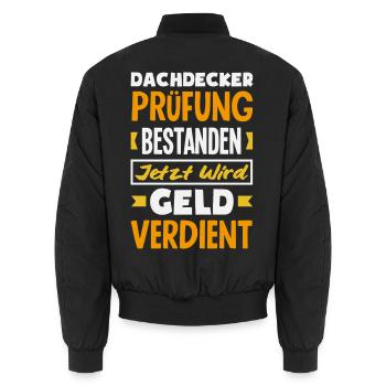 Dachdecker Spruch Lustig Handwerker Geschenk - Unisex Bomberjacke - Schwarz - Hinten - AI Model Male 185 light (185cm)
