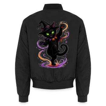 Halloween black cat dancing - Unisex Bomberjacke - Schwarz - Hinten - AI Model Male 185 light (185cm)