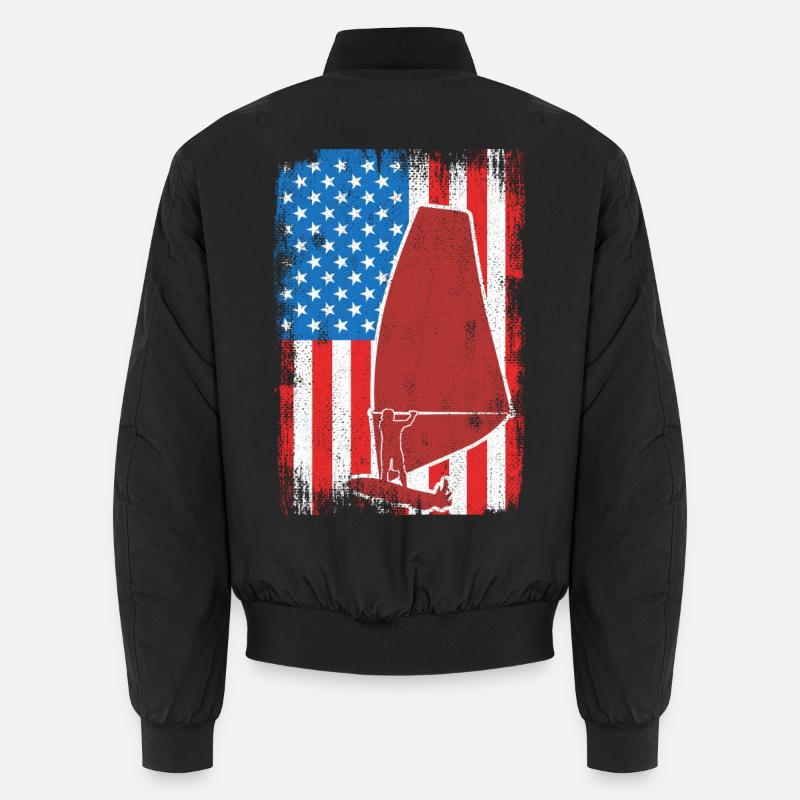 USA Patriotic Windsurfer Unisex Bomber Jacket