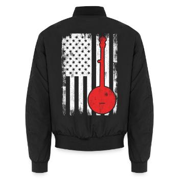 USA Patriotischer Banjospieler - Unisex Bomberjacke - Schwarz - Hinten - AI Model Male 185 light (185cm)