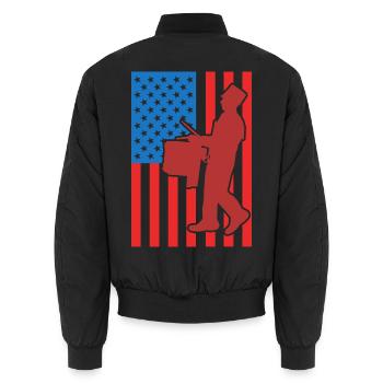 Drapeau de Drum USA - Bomber unisexe - noir - Dos - AI Model Male 185 light (185cm)