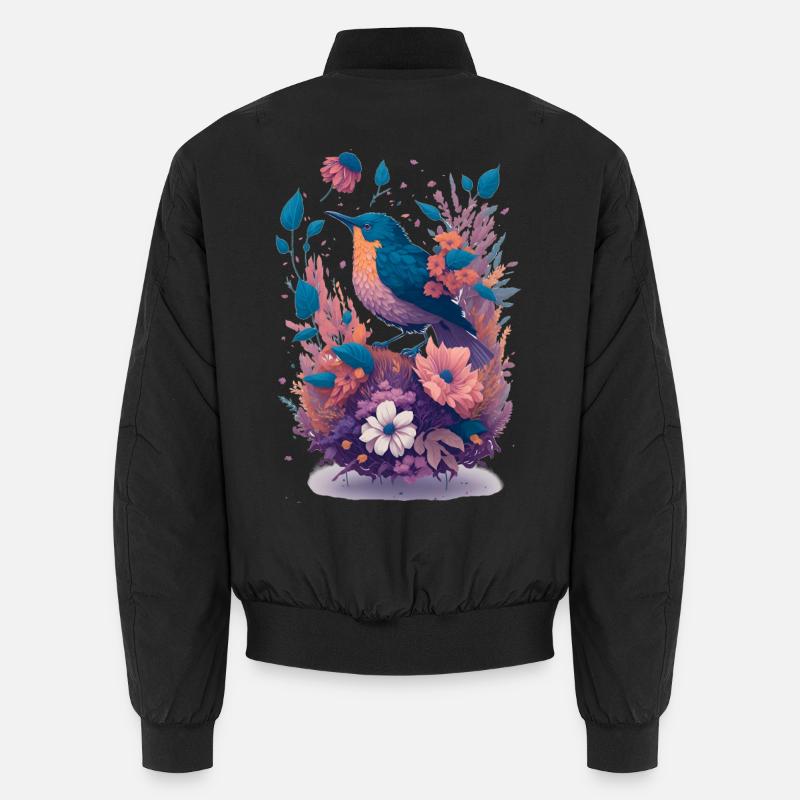 Oiseaux dans un bouquet de fleurs Bomber unisexe