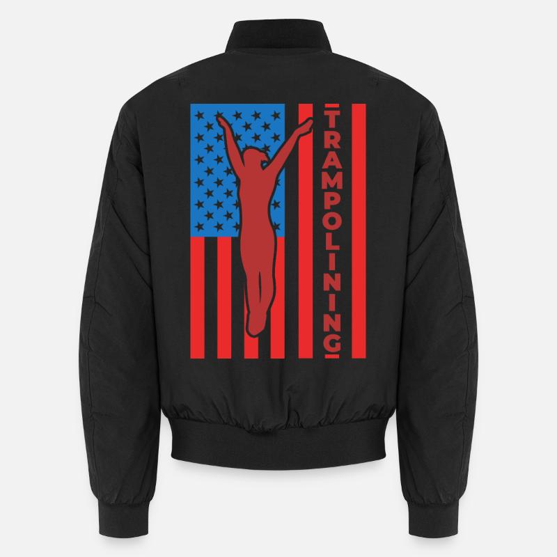 Trampoline Jumping July 4 USA - Unisex Bomber Jacket - black