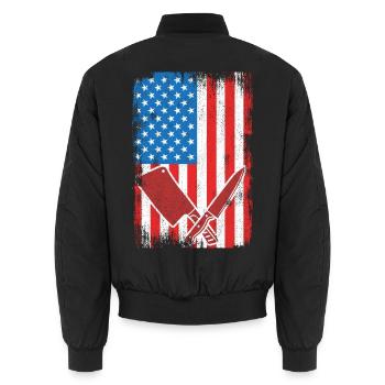 US Flagge Schlachter - Unisex Bomberjacke - Schwarz - Hinten - AI Model Male 185 light (185cm)
