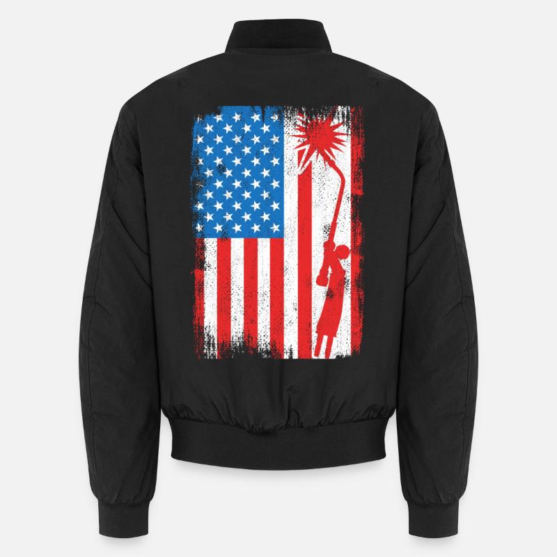 Drapeau de soudage des États-Unis - Bomber unisexe - noir