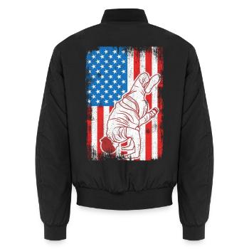 4th of July USA Breakdance - Unisex Bomber Jacket - black - Back - AI Model Male 185 light (185cm)