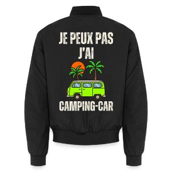 Camping Car Palm Soleil - Bomber unisexe - noir - Dos - AI Model Male 185 light (185cm)