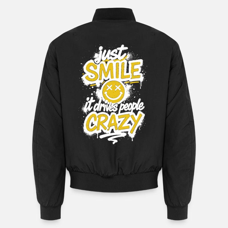 Just Smile – Crazy Graffiti Saying Unisex Bomber Jacket