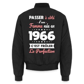 Née en 1966 – Frôler la perfection  - Bomber unisexe - noir - Dos - AI Model Male 185 light (185cm)