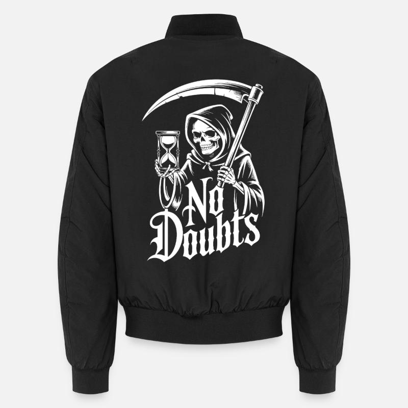 Sensenmann mit Sanduhr – No Doubts Spruch Gothic Unisex Bomberjacke