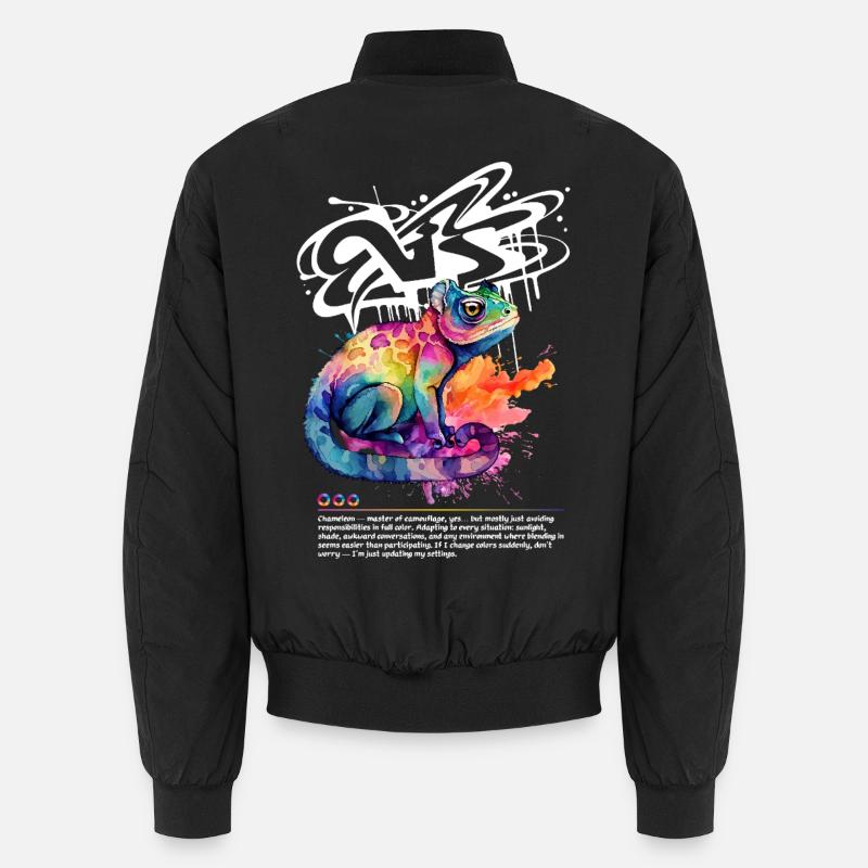 Colorful chameleon with graffiti background Unisex Bomber Jacket