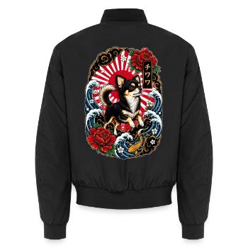 Chihuahua im japanischen Tattoo Style - Unisex Bomberjacke - Schwarz - Hinten - AI Model Male 185 light (185cm)