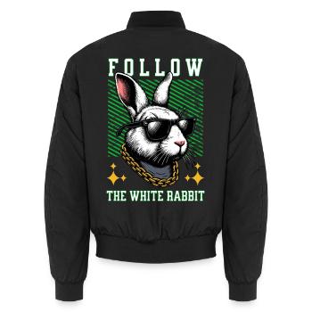 FOLLOW THE WHITE RABBIT - Unisex Bomberjacke - Schwarz - Hinten - AI Model Male 185 light (185cm)