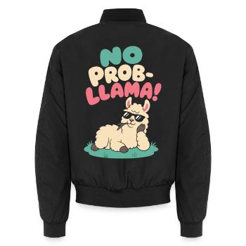 No Prob-Llama – Lässiges Lama mit Sonnenbrille - Unisex Bomberjacke - Schwarz - Hinten - AI Model Male 185 light (185cm)