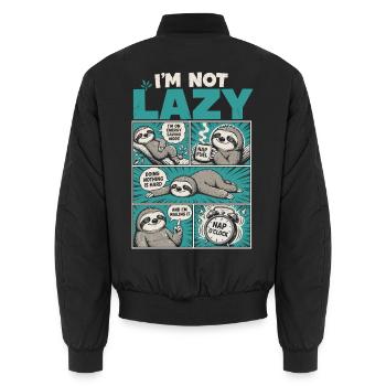 I’m Not Lazy – Faultier im Energiesparmodus - Unisex Bomberjacke - Schwarz - Hinten - AI Model Male 185 light (185cm)