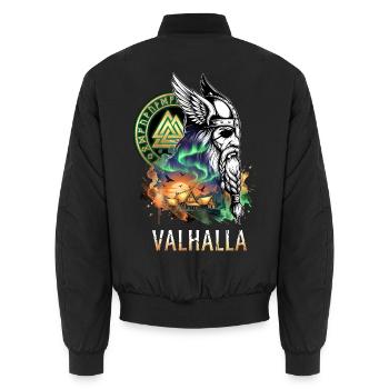 Odin Valhalla Wikinger - Unisex Bomberjacke - Schwarz - Hinten - AI Model Male 185 light (185cm)