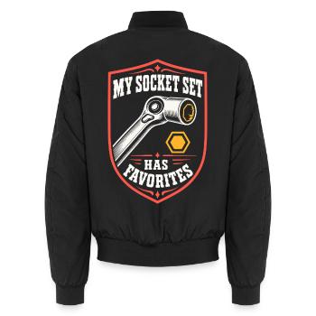 My Socket Set Has Favorites - Unisex Bomberjacke - Schwarz - Hinten - AI Model Male 185 light (185cm)