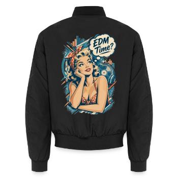 Retro Pin-Up Girl - EDM Time Festival Design - Unisex Bomberjacke - Schwarz - Hinten - AI Model Male 185 light (185cm)