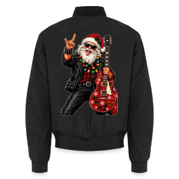 Santa Rock Weihnachtsgitarre - Unisex Bomberjacke - Schwarz - Hinten - AI Model Male 185 light (185cm)