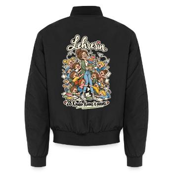 Lehrerin 28 Kinder koans is meins - Unisex Bomberjacke - Schwarz - Hinten - AI Model Male 185 light (185cm)
