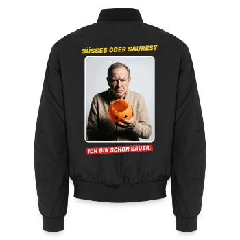 Süßes oder Saures? Ich bin schon sauer - Unisex Bomberjacke - Schwarz - Hinten - AI Model Male 185 light (185cm)