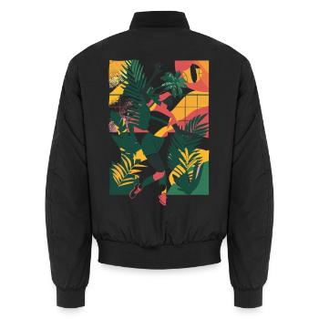 Volleyball Mädchen Cartoon - Unisex Bomberjacke - Schwarz - Hinten - AI Model Male 185 light (185cm)
