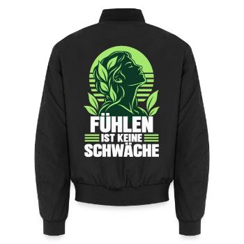 FÜHLEN IST KEINE SCHWÄCHE – Mentale Gesundheit  - Unisex Bomberjacke - Schwarz - Hinten - AI Model Male 185 light (185cm)