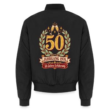 Jahrgang 1976 50 Jahre Erfahrung - Unisex Bomberjacke - Schwarz - Hinten - AI Model Male 185 light (185cm)