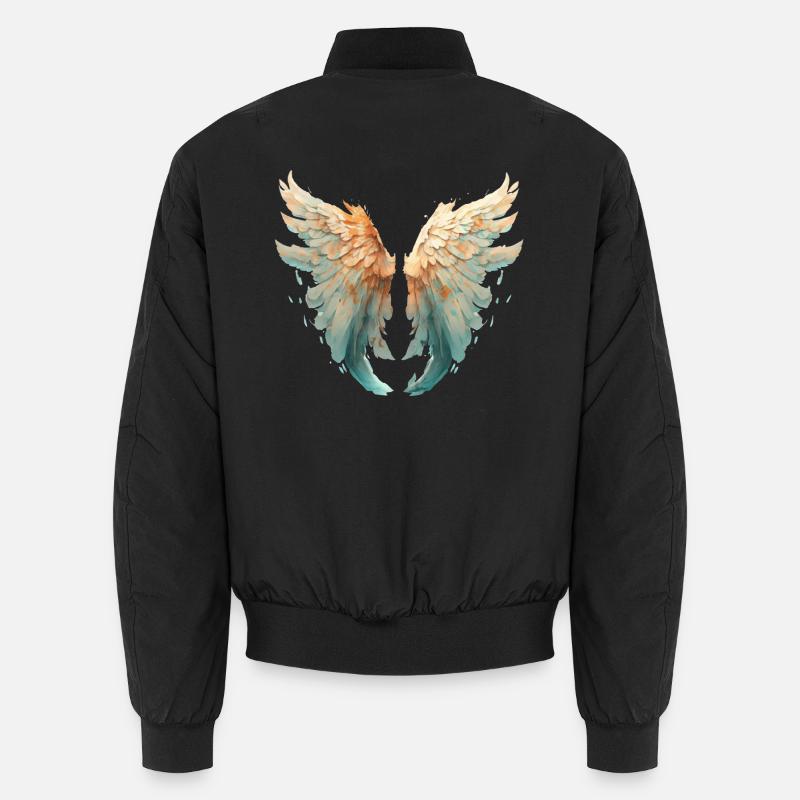Ailes aquarelle turquoise orange - Bomber unisexe - noir