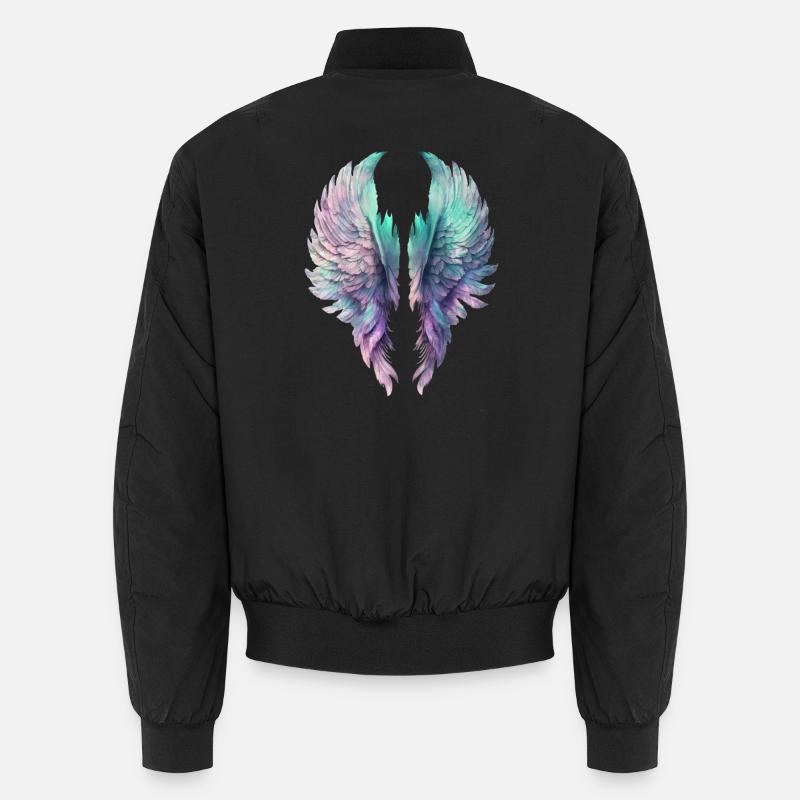 Iridescent Pastel Wings - Unisex Bomber Jacket - black